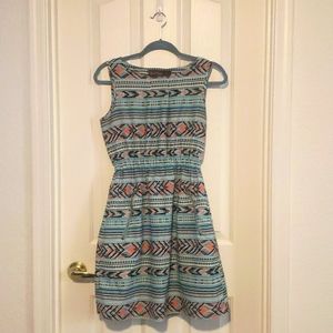 Spped for Control Turqoise sleeveless geometric dress